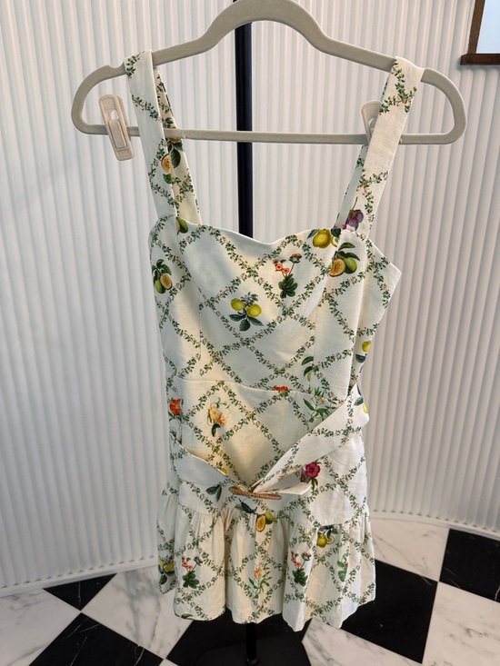 Amanda Uprichard Dresses & Skirts - Amanda Uprichard White Citrus & Floral Mini Dress with shorts (romper). NWT